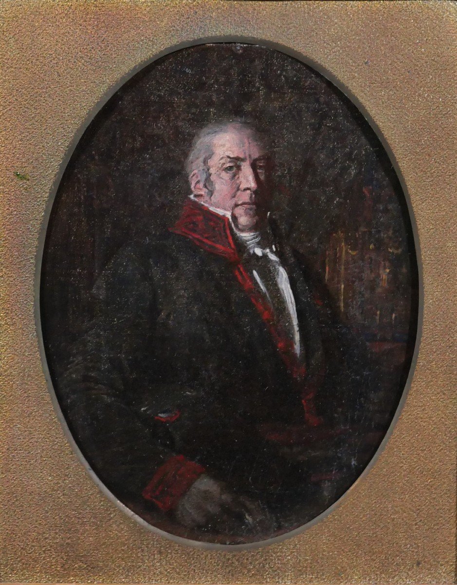 Ecole française vers 1800, Portrait d'homme (préfet ?), tableau miniature-photo-3