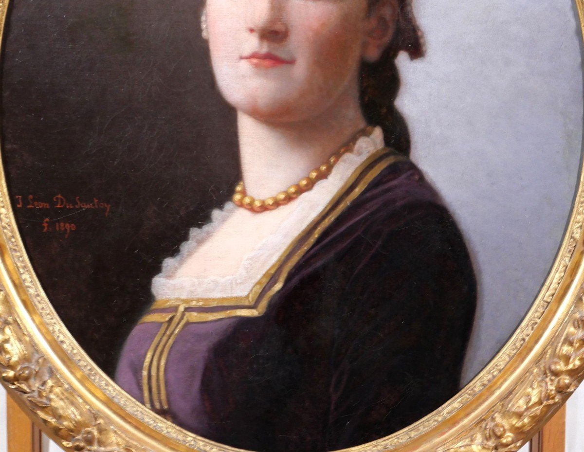 Jacques-Léon DUSAUTOY 1817-1894 Portrait de femme, tableau, 1890-photo-4