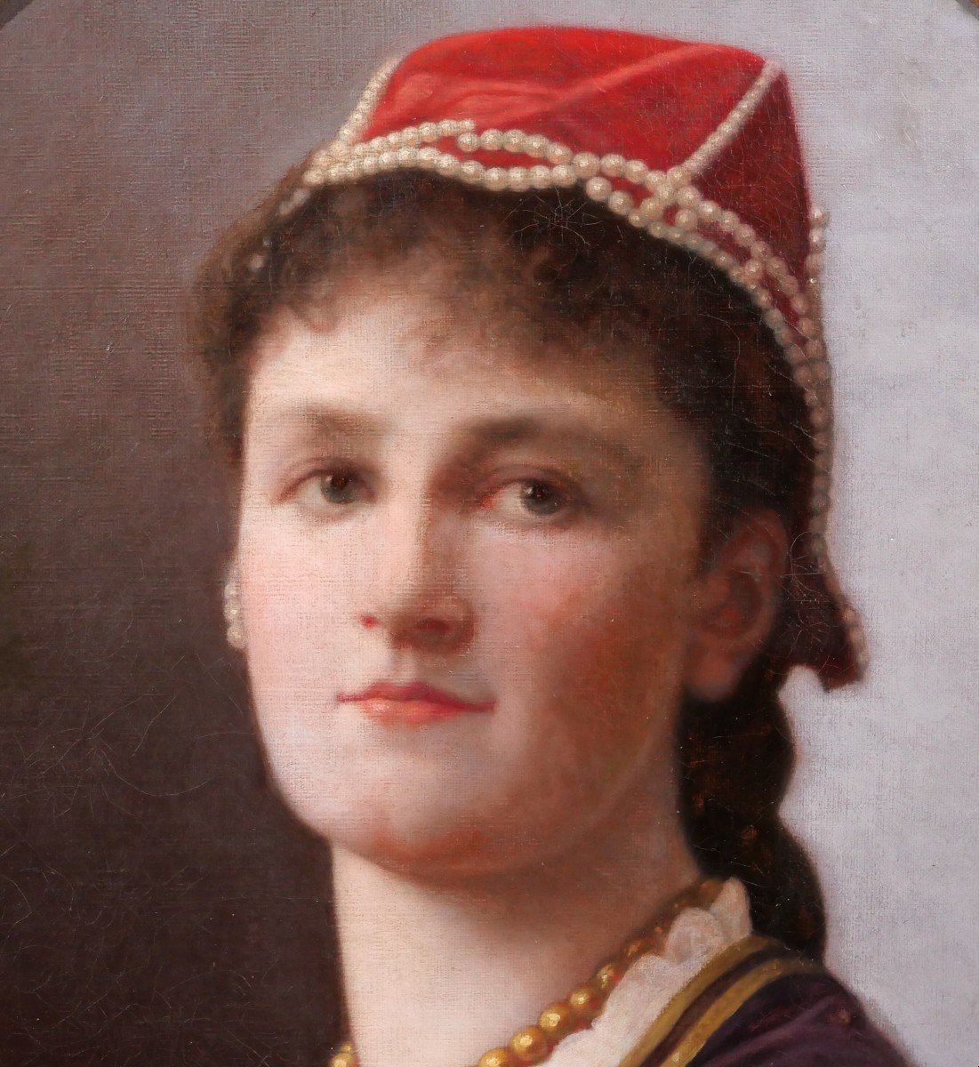 Jacques-Léon DUSAUTOY 1817-1894 Portrait de femme, tableau, 1890-photo-5