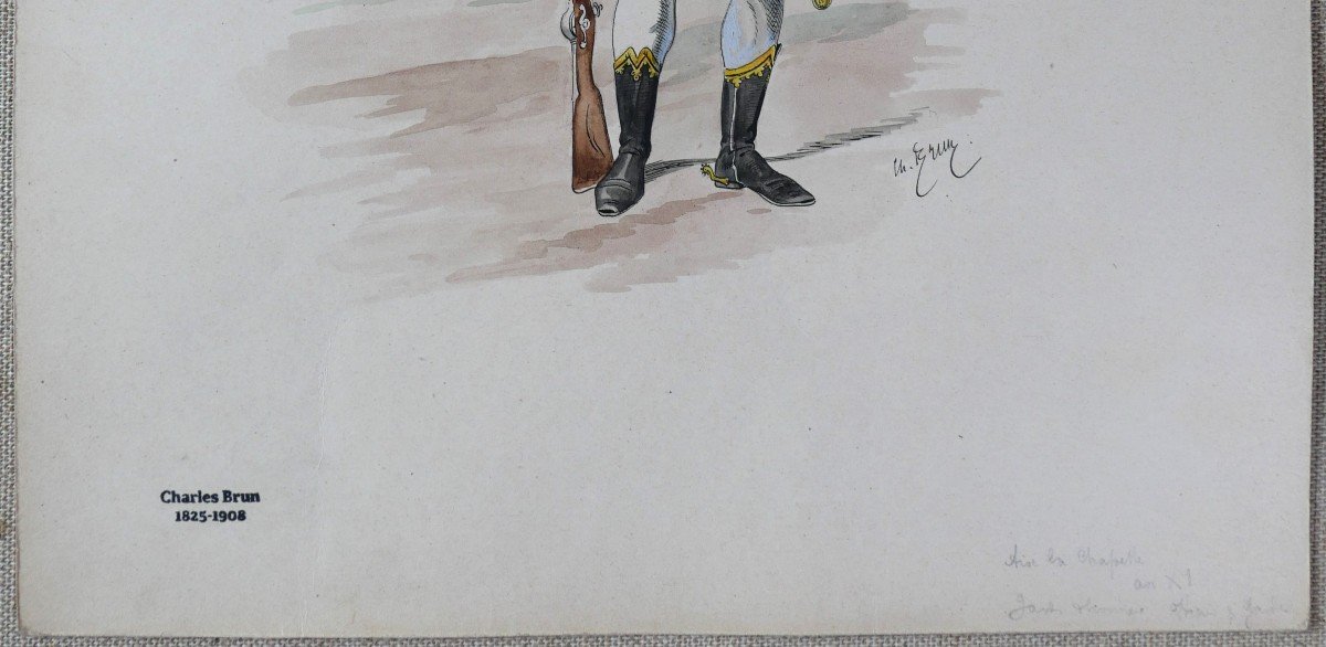 Charles Brun 1825-1908 Uniform Of The Honor Guard, Year XI, Aix, Drawing, Napoleon, Empire-photo-4