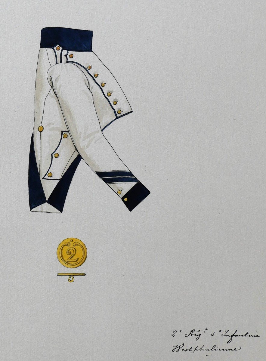 Charles BRUN 1825-1908 Uniforme de l'Infanterie de Westphalie, dessin, Napoléon, Empire-photo-4