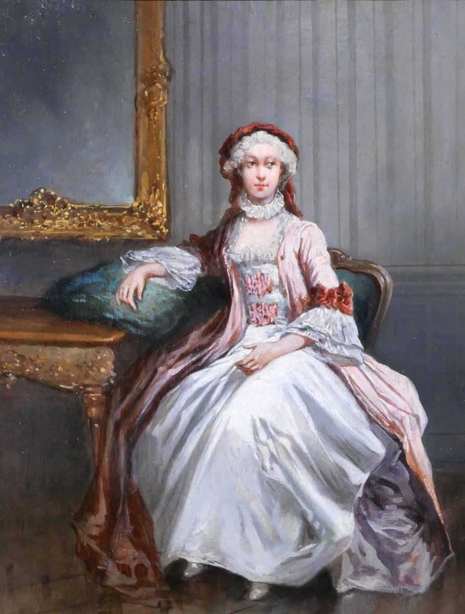 Léonard SAURFELT 1840-c. 1890 Portrait de femme, tableau, vers 1870-photo-1
