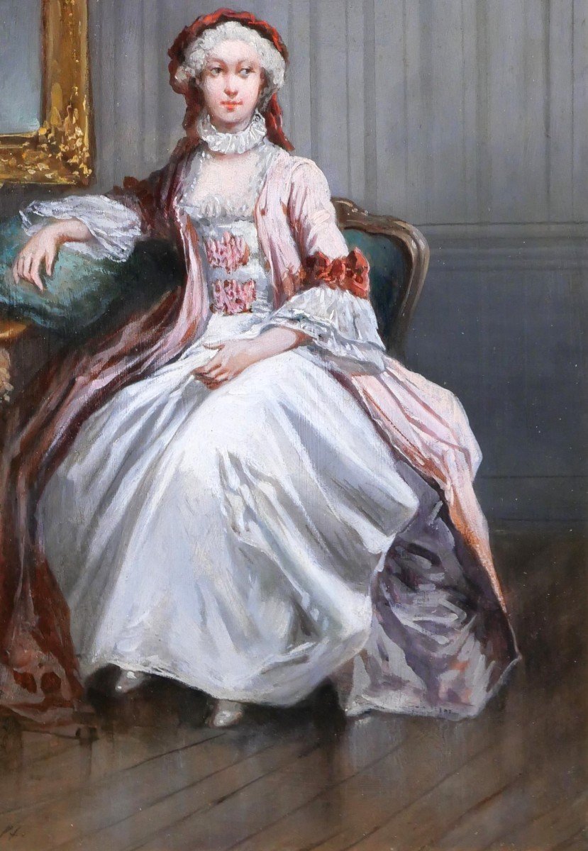 Léonard SAURFELT 1840-c. 1890 Portrait de femme, tableau, vers 1870-photo-3
