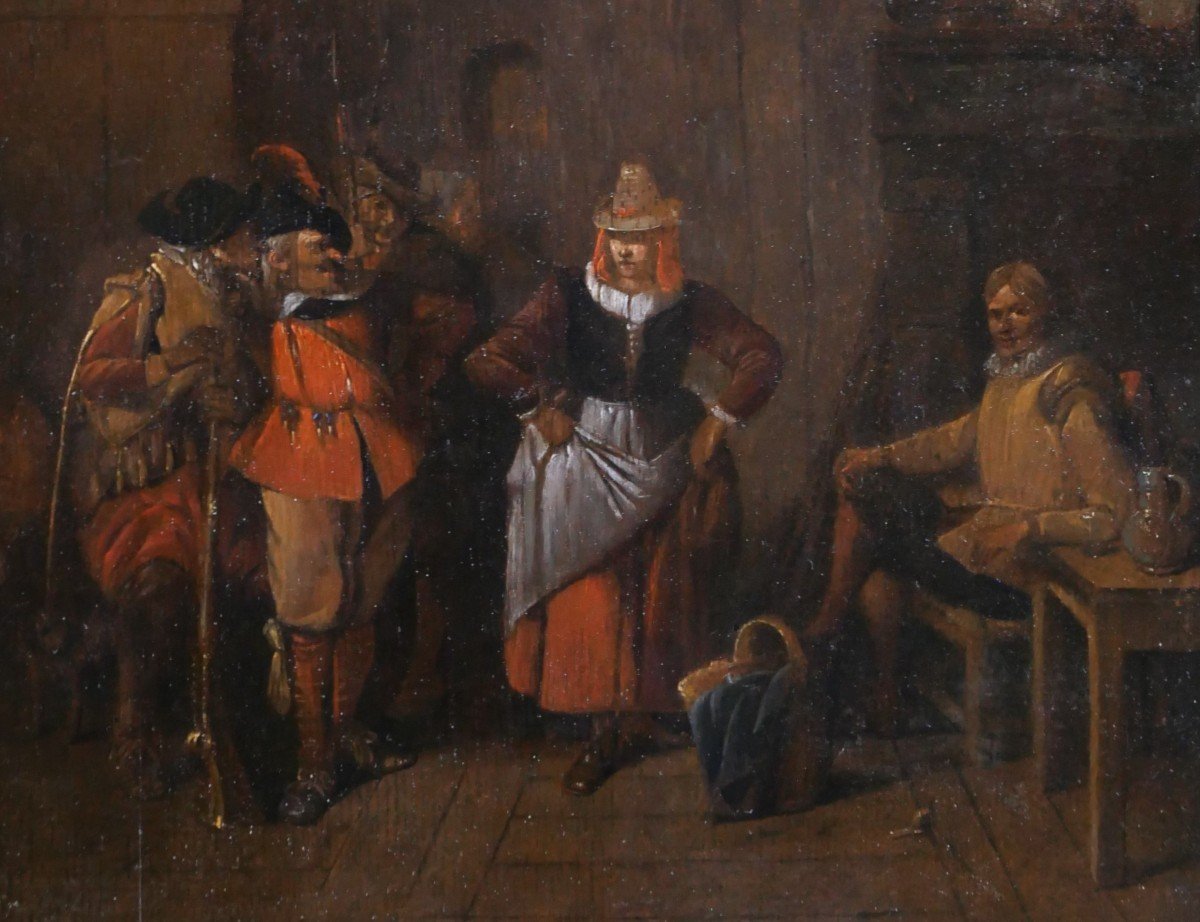 Jean-Baptiste MADOU 1796-1877 La tentation, scène de taverne, tableau-photo-3