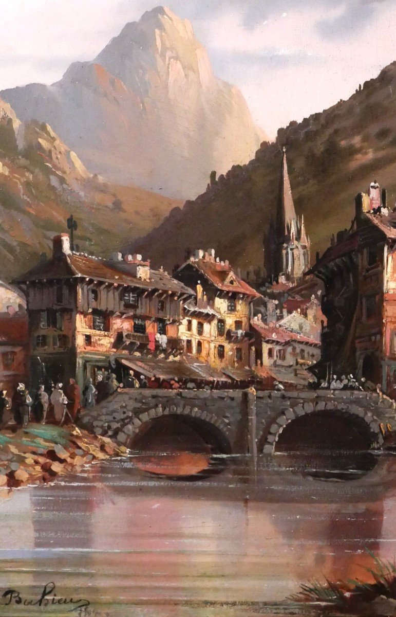Jules BAHIEU 1847-1916 Paysage de montagne à la rivière, tableau, vers 1875-photo-4