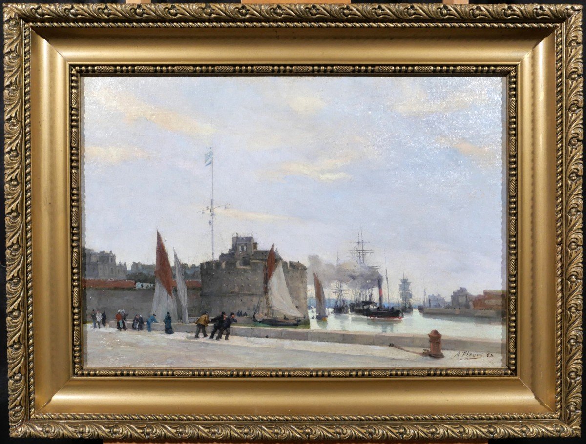 Albert FLEURY 1848-1924 Le port du Havre, tableau, 1883-photo-2