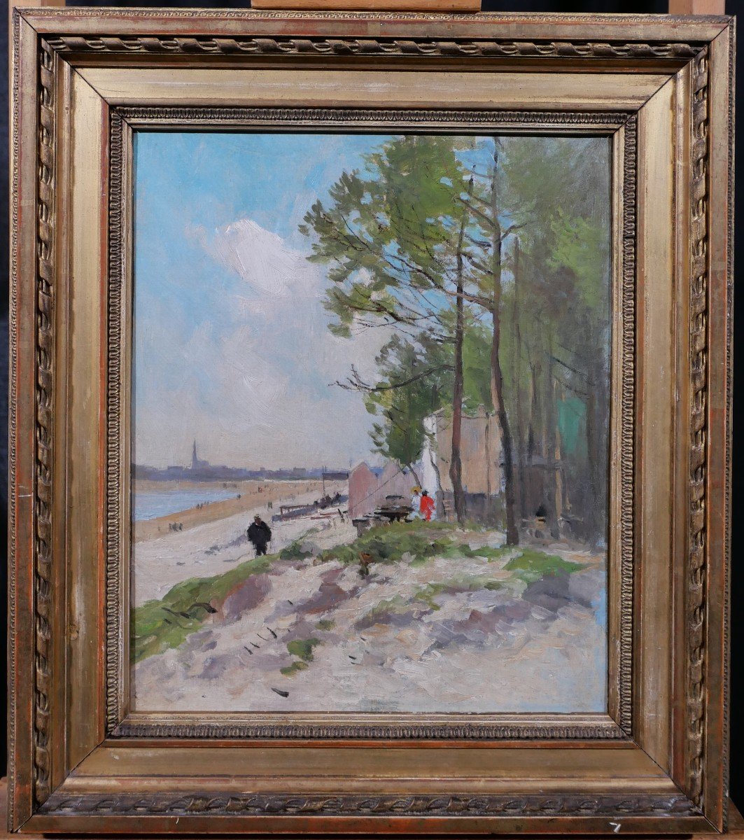 Pierre Vauthier 1845-1916 Lively Beach Landscape, Painting, Circa 1890-95-photo-2