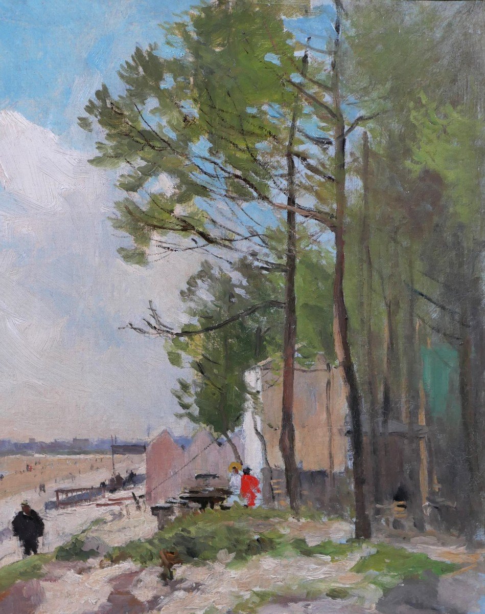 Pierre Vauthier 1845-1916 Lively Beach Landscape, Painting, Circa 1890-95-photo-2