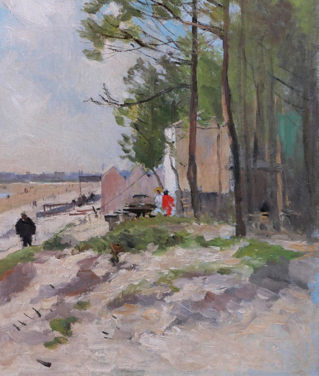 Pierre Vauthier 1845-1916 Lively Beach Landscape, Painting, Circa 1890-95-photo-3