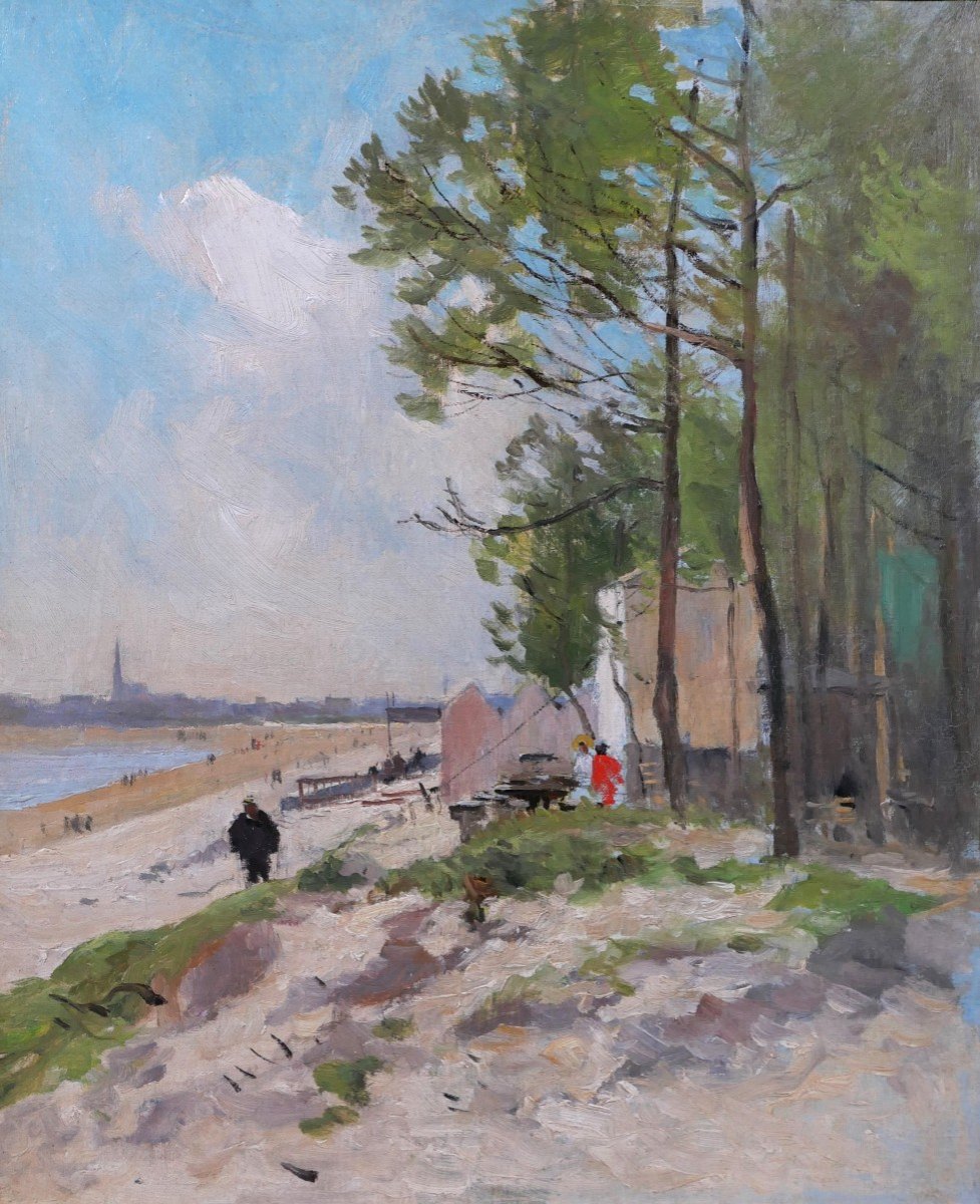 Pierre Vauthier 1845-1916 Lively Beach Landscape, Painting, Circa 1890-95
