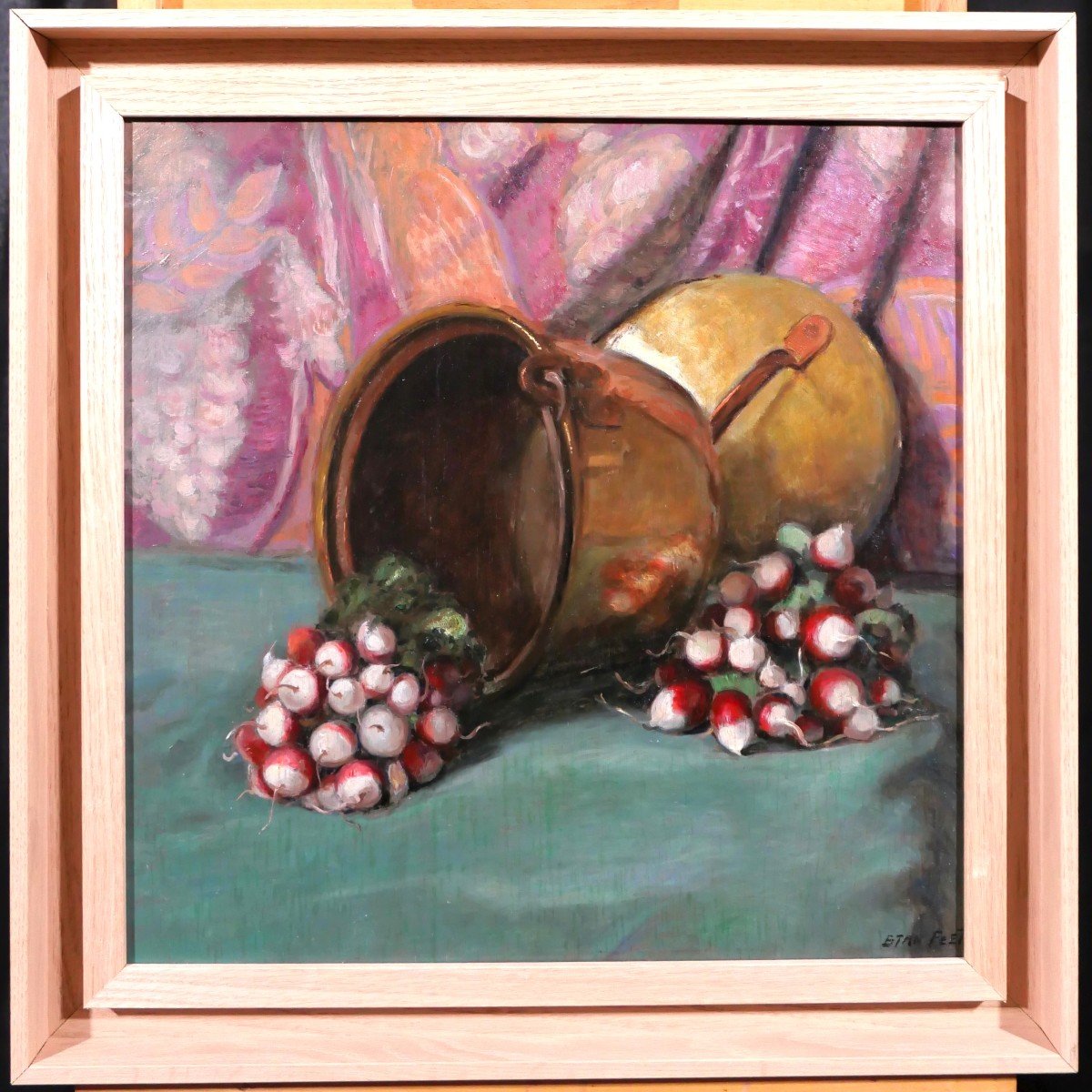 Constant Stan Peet 1888-1966 Still Life With Radishes, Painting, Circa 1930-40-photo-2