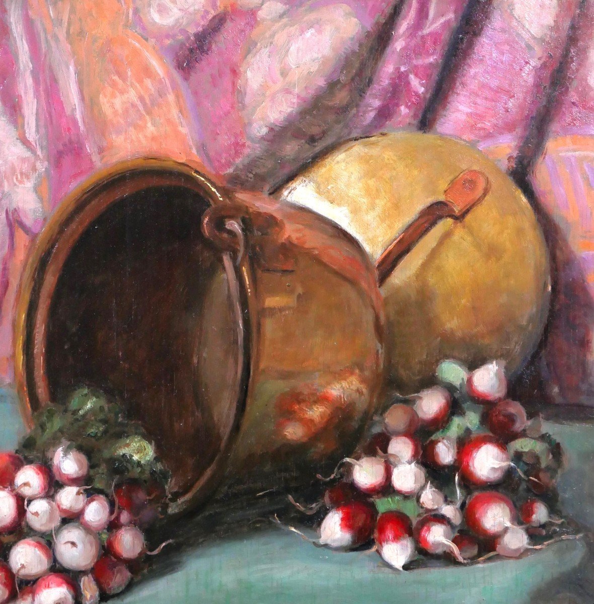 Constant Stan Peet 1888-1966 Still Life With Radishes, Painting, Circa 1930-40-photo-2