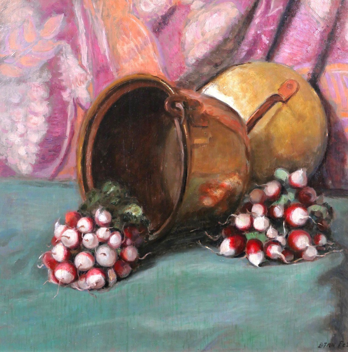 Constant Stan Peet 1888-1966 Still Life With Radishes, Painting, Circa 1930-40