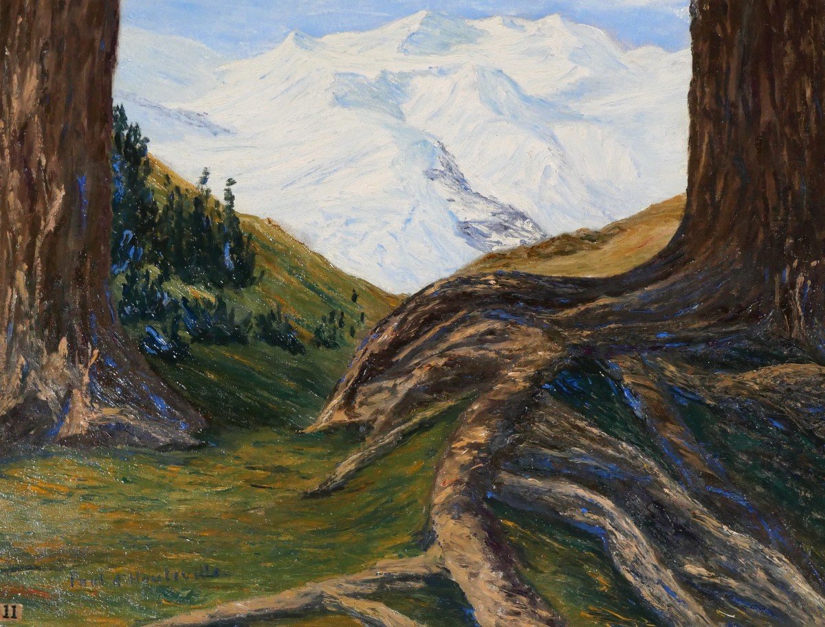 Paul d'Hauteville, Suisse, paysage des Alpes bernoises, tableau, vers 1930-photo-4