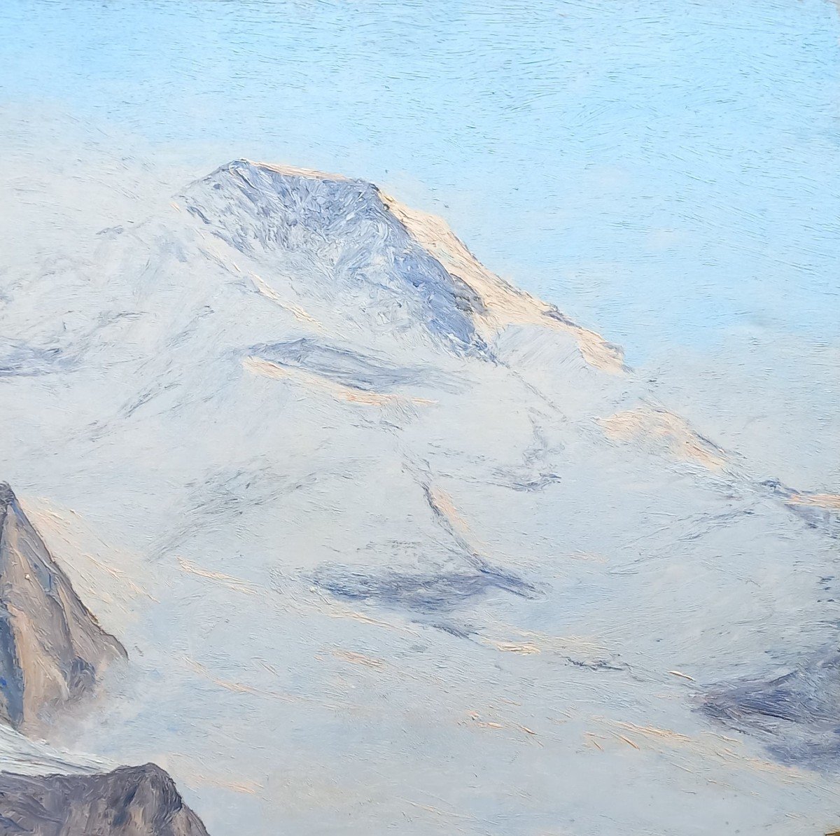 Paul d'Hauteville, Le Mönch?, Mountain, Swiss Summit, Painting, Circa 1930-photo-2