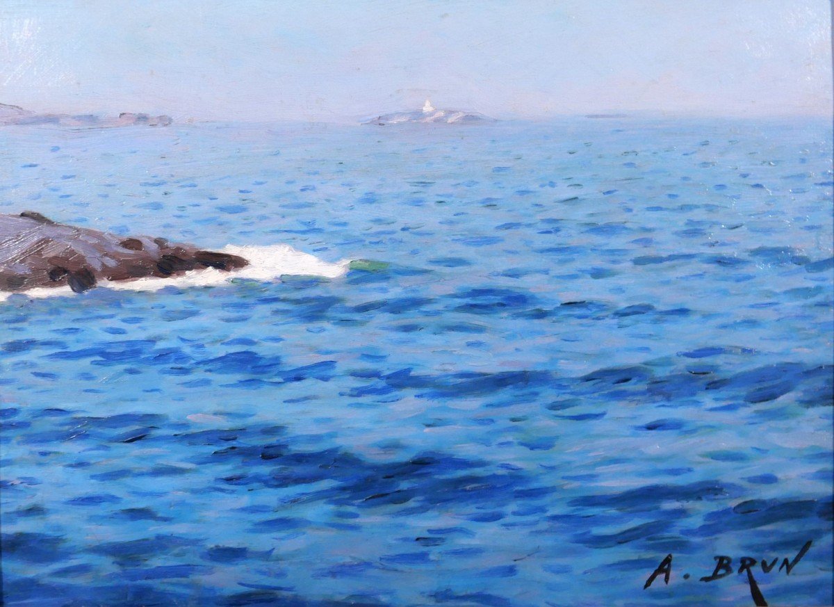 Alexandre Brun 1853-1941 Seascape, Marseille? Toulon? Painting, Around 1900