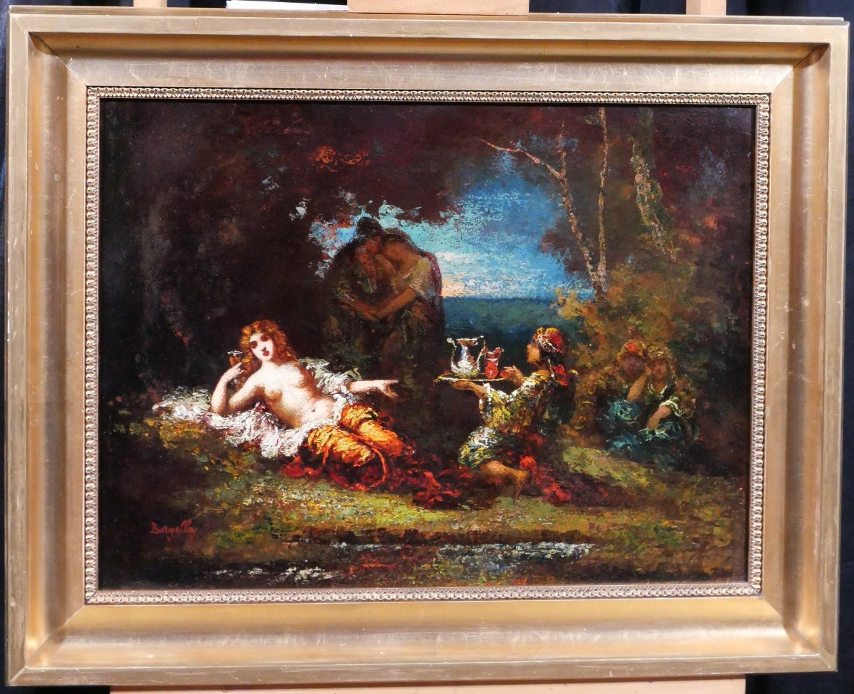 Frédéric Borgella 1833-1901 The Favorite Of The Harem, Painting, Circa 1880-photo-2