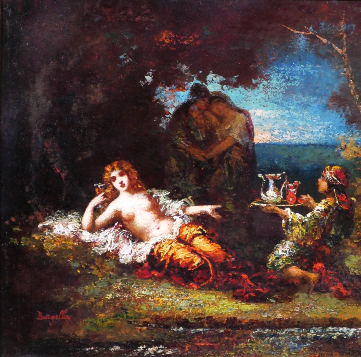 Frédéric Borgella 1833-1901 The Favorite Of The Harem, Painting, Circa 1880-photo-3