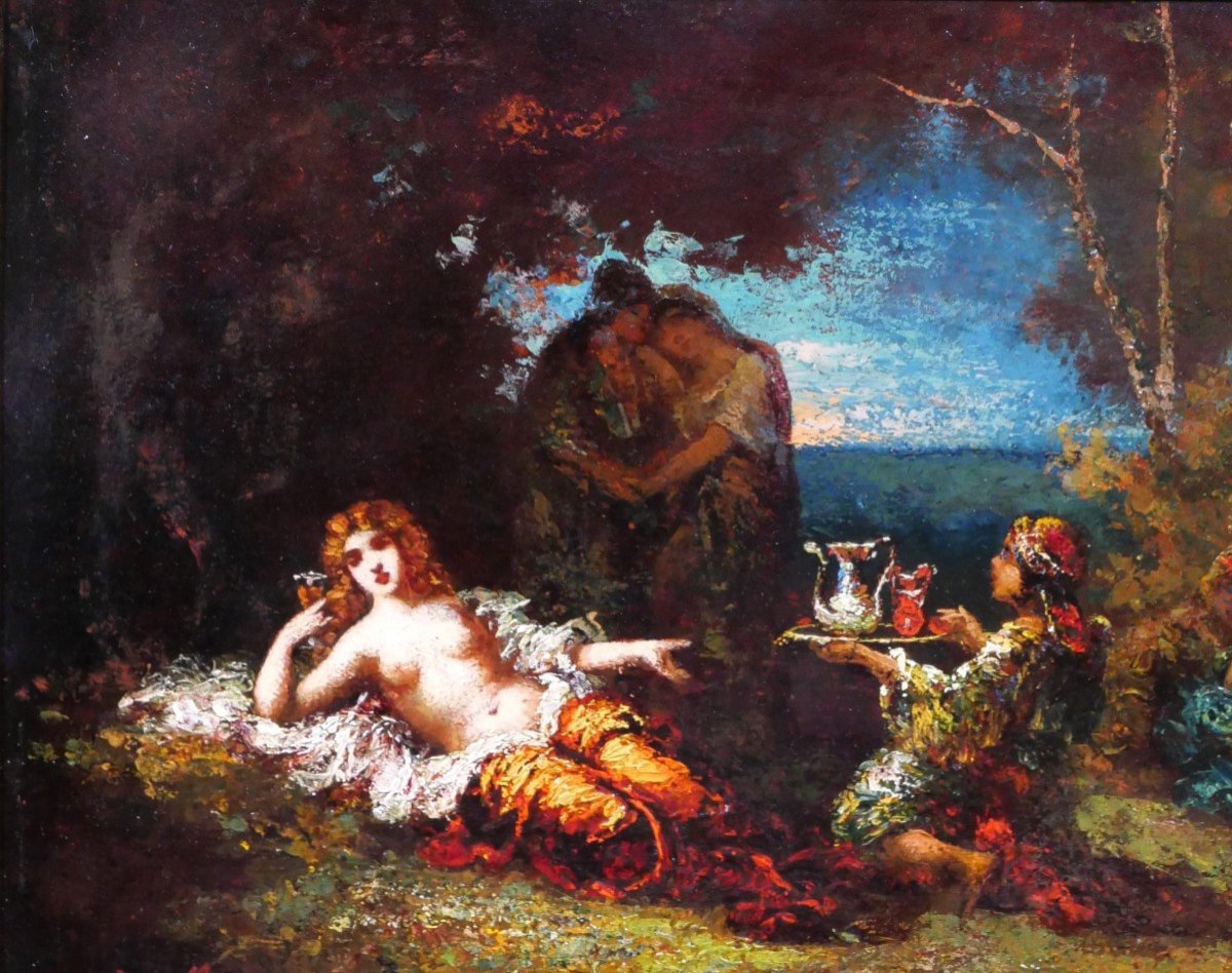 Frédéric Borgella 1833-1901 The Favorite Of The Harem, Painting, Circa 1880-photo-1