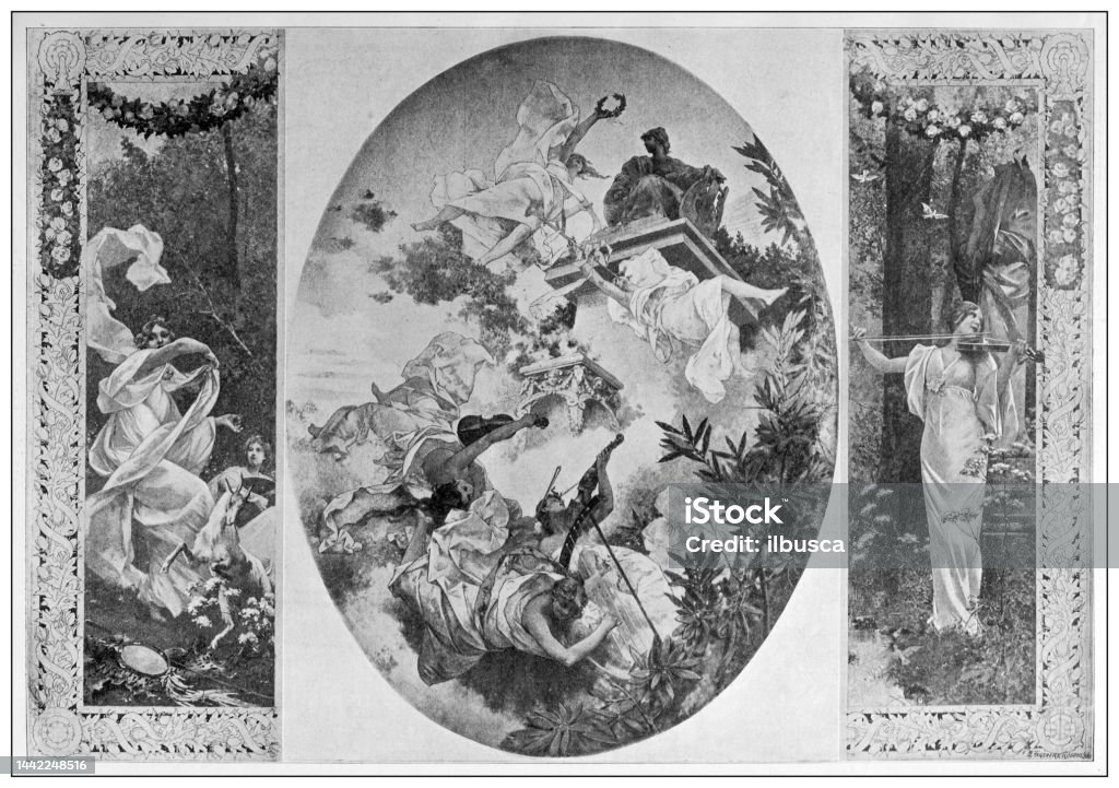 Edouard TOUDOUZE 1848-1907 Etude pour la musique, Opéra Comique, Paris, tableau, 1895-98-photo-7
