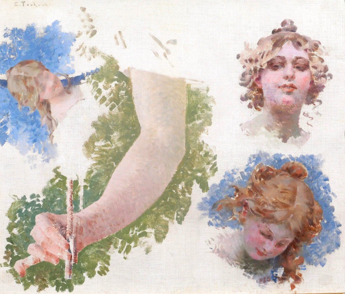 Edouard TOUDOUZE 1848-1907 Etude pour la musique, Opéra Comique, Paris, tableau, 1895-98
