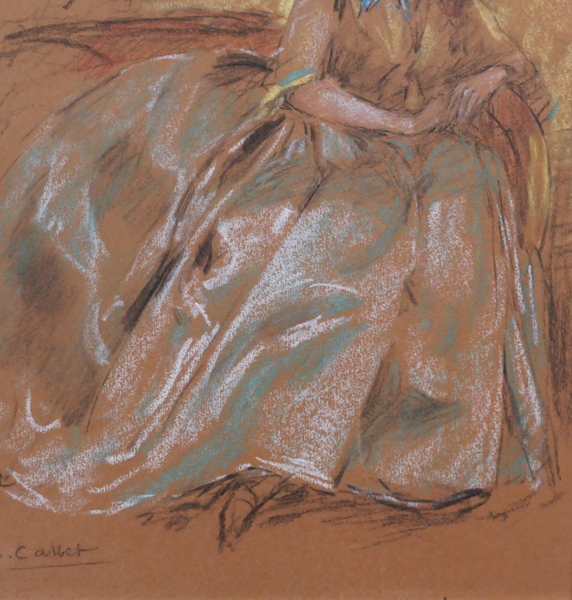 Antoine CALBET 1860-1942 Femme élégante, dessin, pastel, vers 1900-photo-4