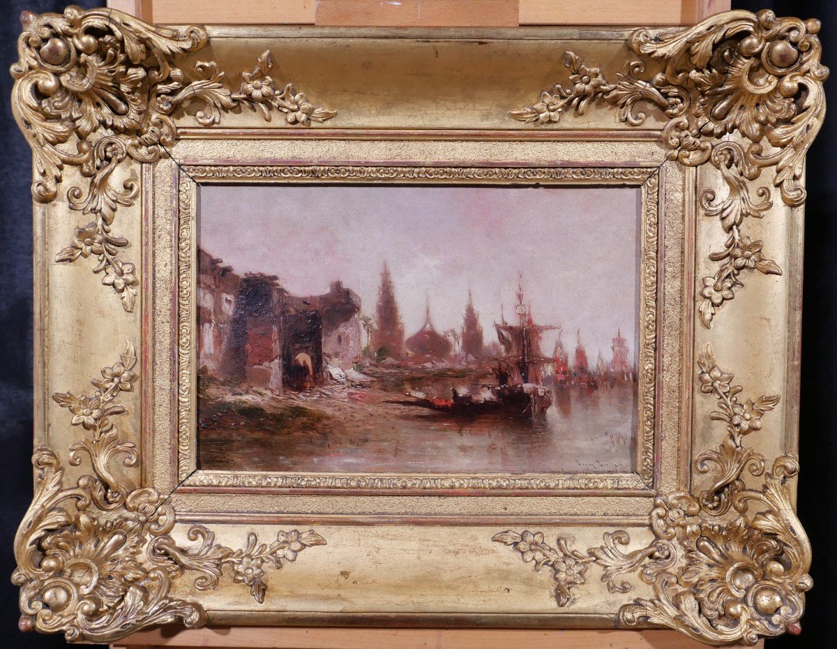 Eugène DESHAYES 1828-1891 Paysage orientaliste, tableau, vers 1850-60-photo-2