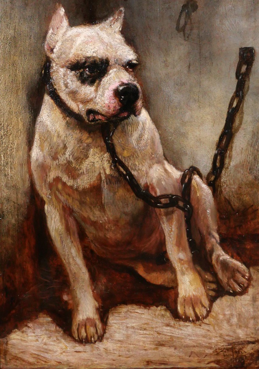 Louis Godefroy JADIN 1805-1882 Chien, tableau, 1861-photo-4