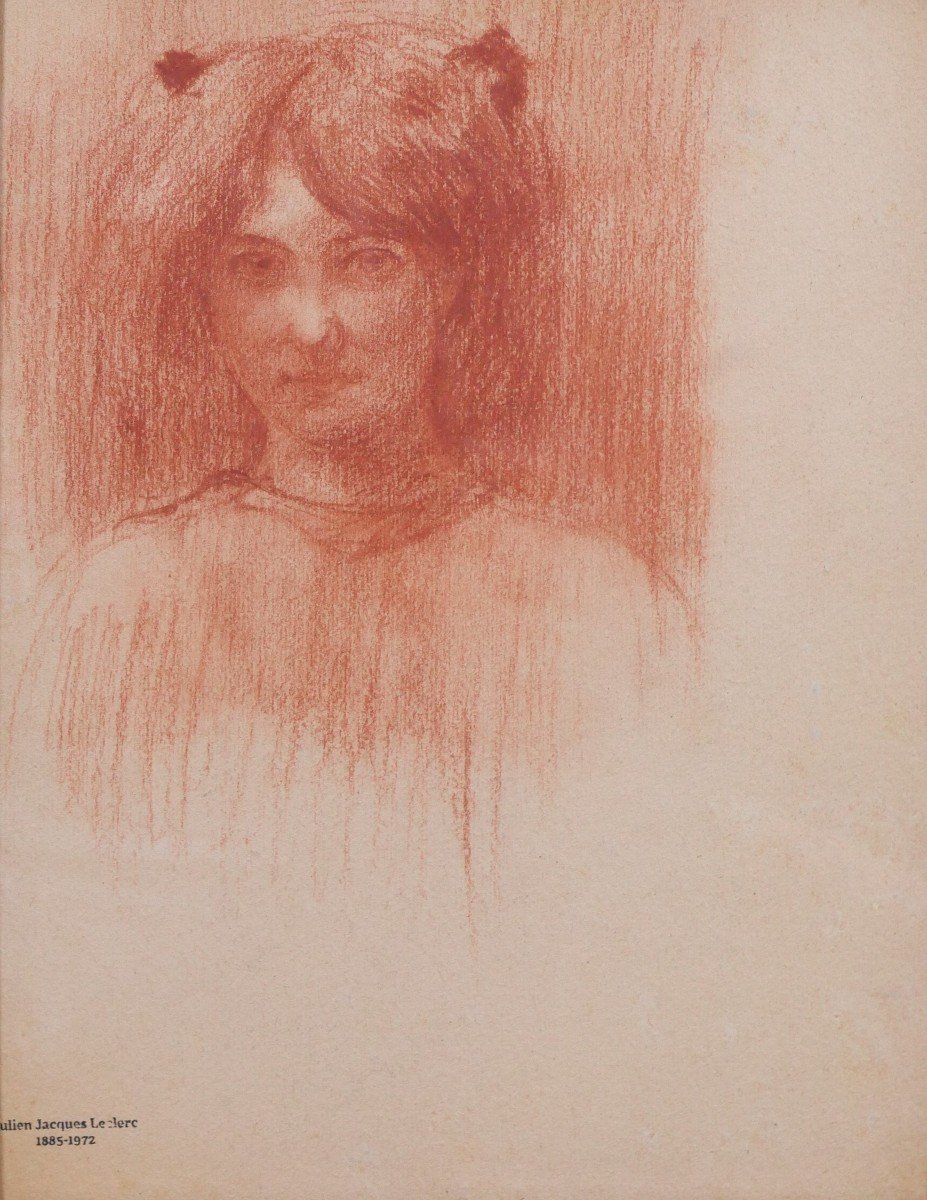 Julien Jacques LECLERC 1885-1972 Portrait de femme mystérieuse, dessin, vers 1910-photo-2
