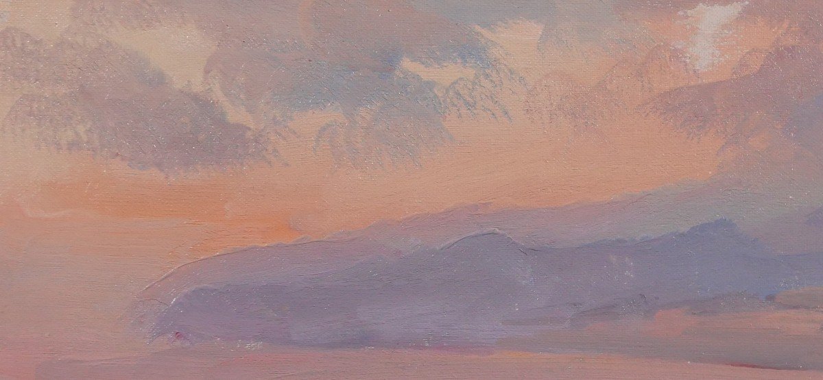 Alfons VERHEYEN 1903-1990 Etude de ciel, effet en mauve, vers 1940-50-photo-1