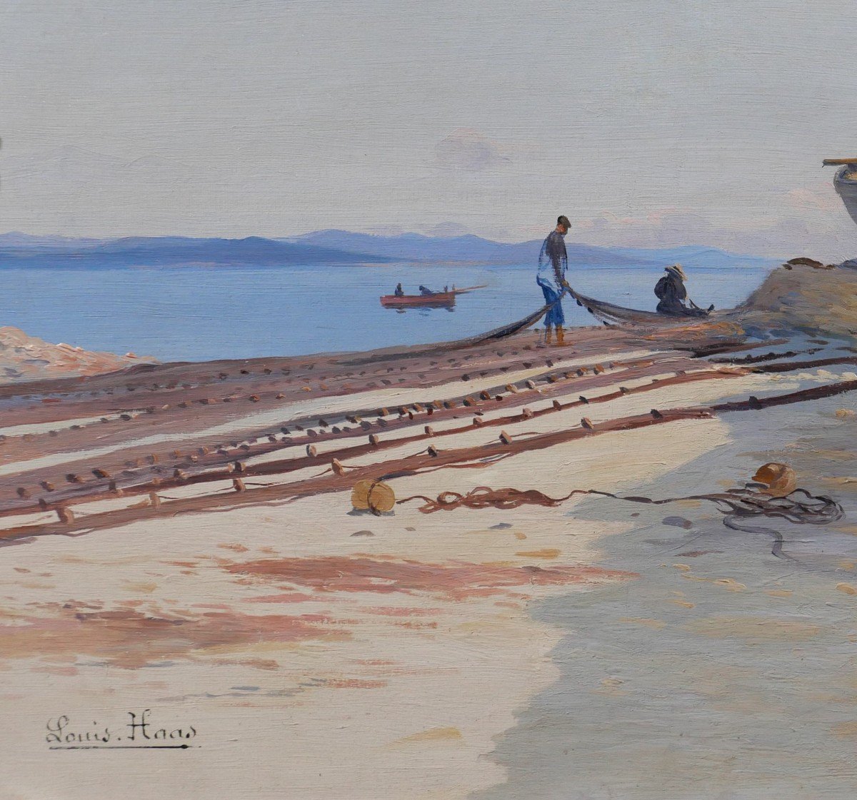 Louis HAAS 1870-1923 Saint-Tropez, Paysage de la pointe, tableau, vers 1910-photo-3
