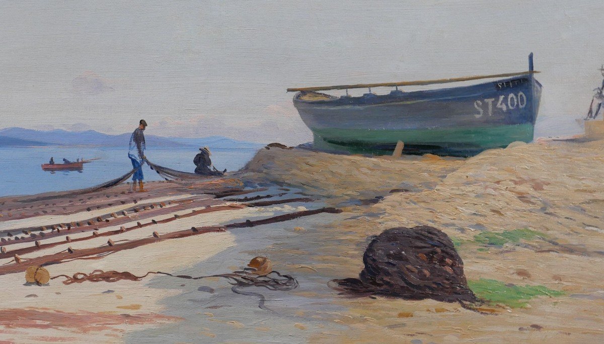Louis HAAS 1870-1923 Saint-Tropez, Paysage de la pointe, tableau, vers 1910-photo-2