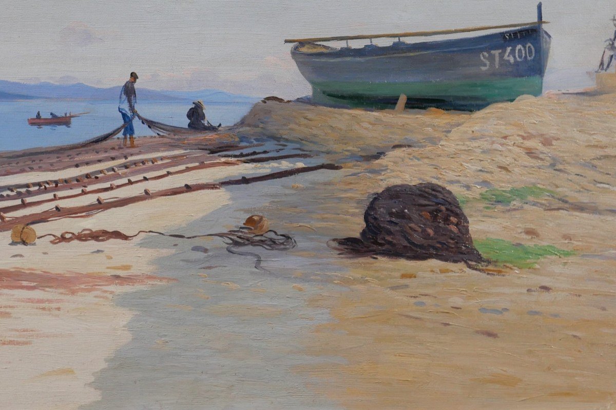 Louis HAAS 1870-1923 Saint-Tropez, Paysage de la pointe, tableau, vers 1910-photo-3