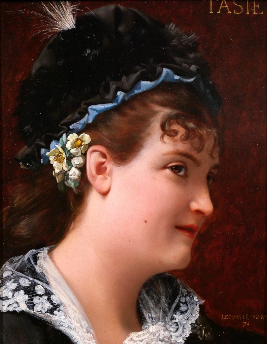 Jean Jules Antoine LECOMTE DU NOÜY 1842-1923 Portrait de femme, tableau, 1876-photo-3