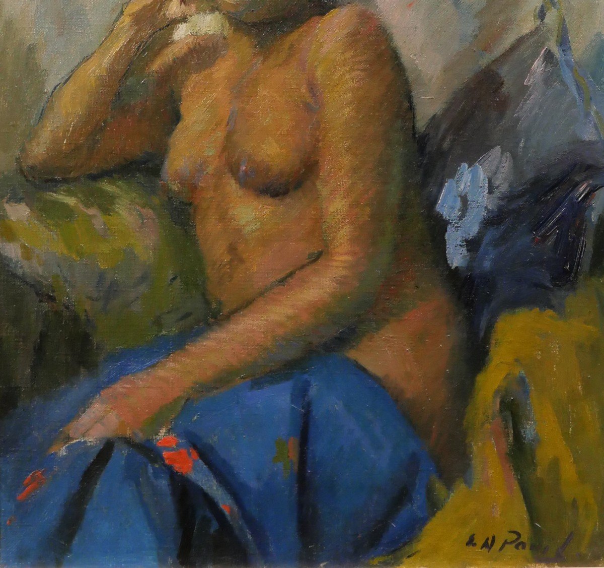 Elie Anatole PAVIL 1873-1948 La Martiniquaise, femme nue, tableau, vers 1930-photo-4