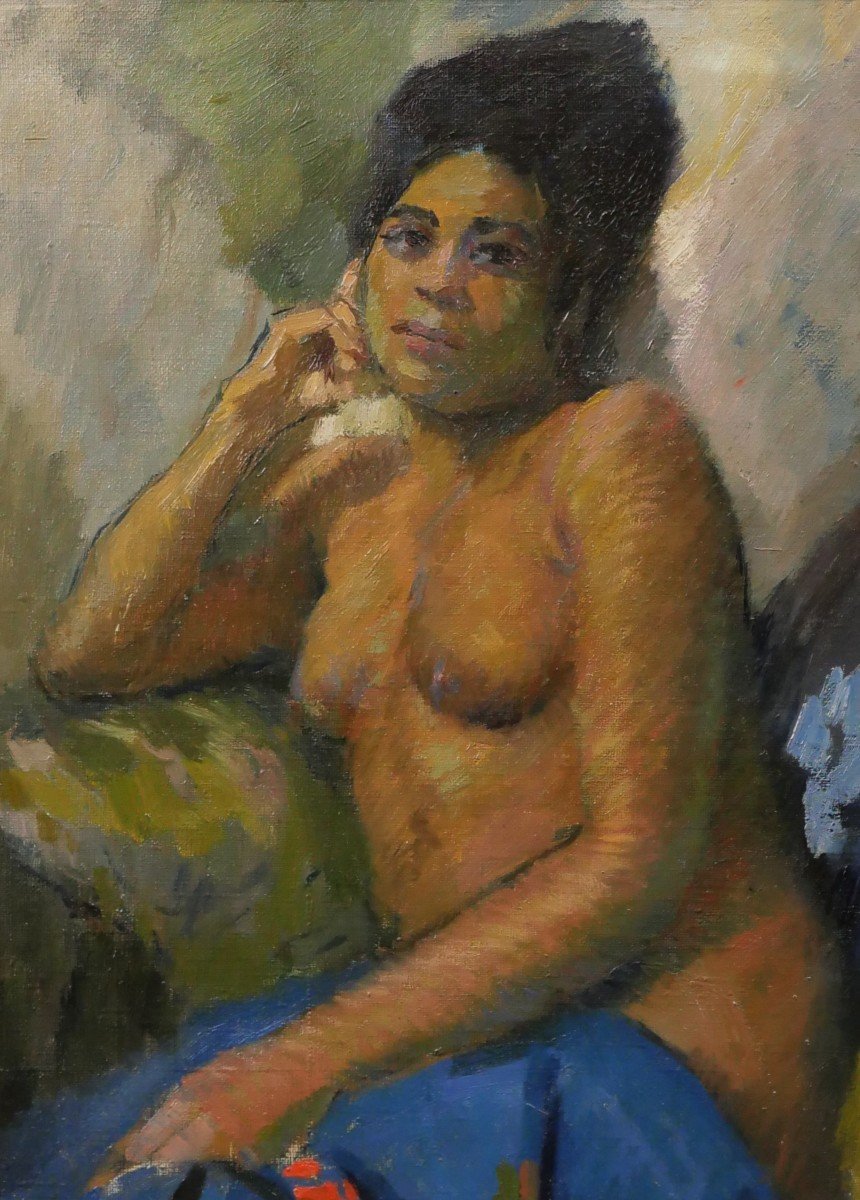 Elie Anatole PAVIL 1873-1948 La Martiniquaise, femme nue, tableau, vers 1930-photo-1