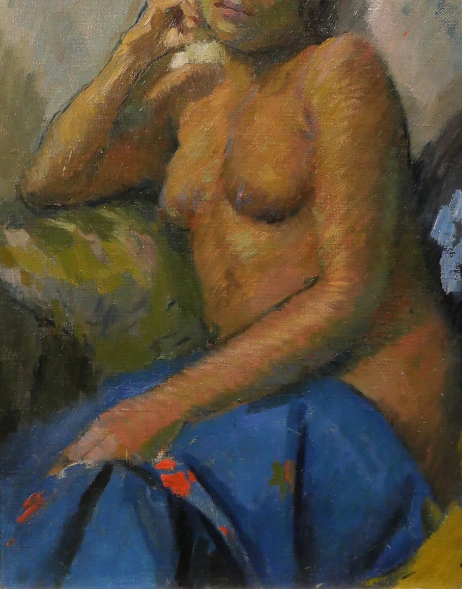Elie Anatole PAVIL 1873-1948 La Martiniquaise, femme nue, tableau, vers 1930-photo-4