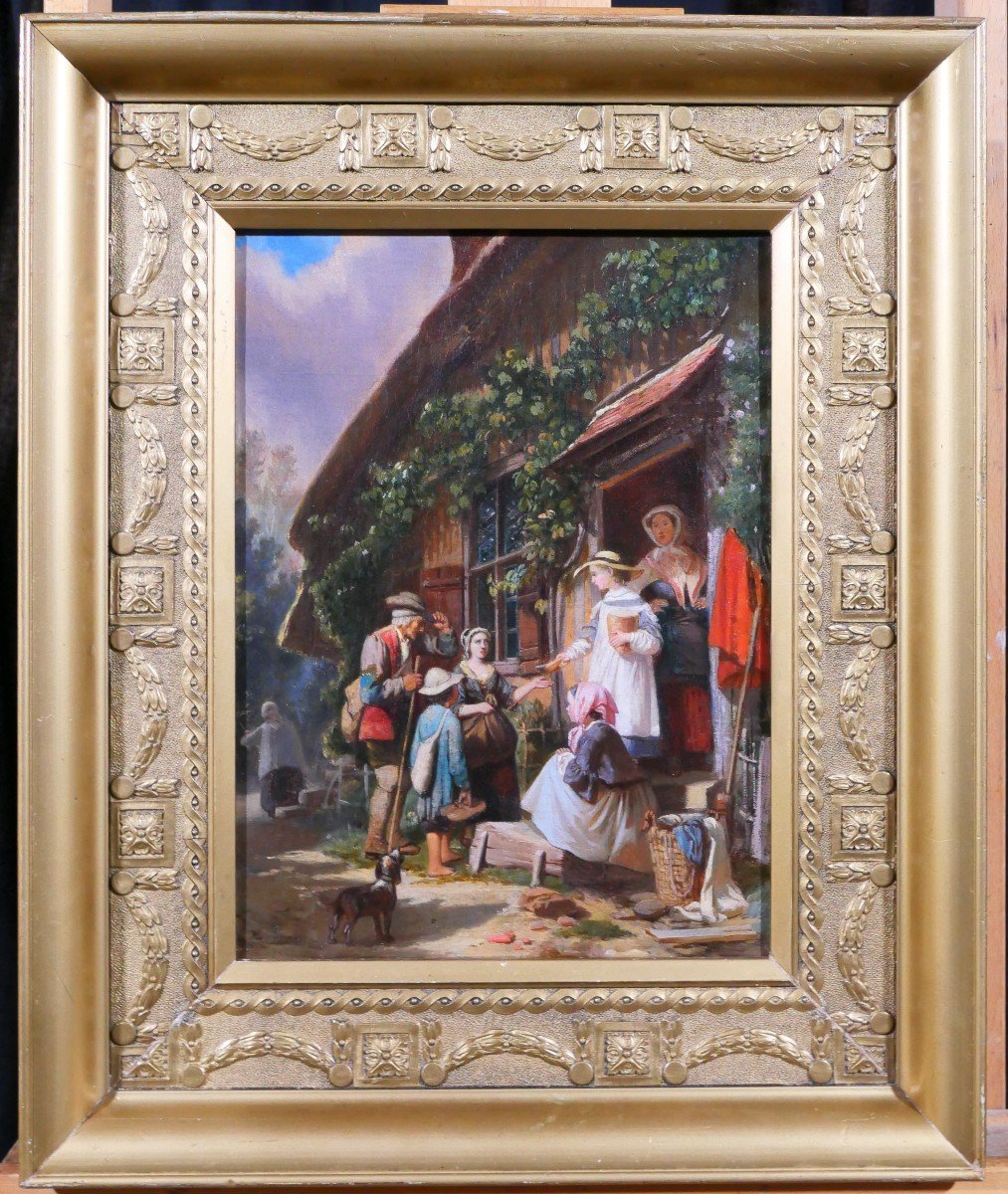 Anthony Eugène RENOUARD 1835-1921 Scène paysanne, tableau, vers 1860-70-photo-2
