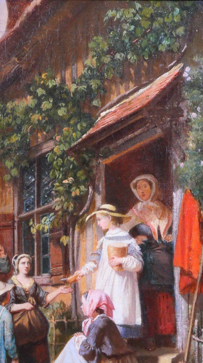 Anthony Eugène RENOUARD 1835-1921 Scène paysanne, tableau, vers 1860-70-photo-2