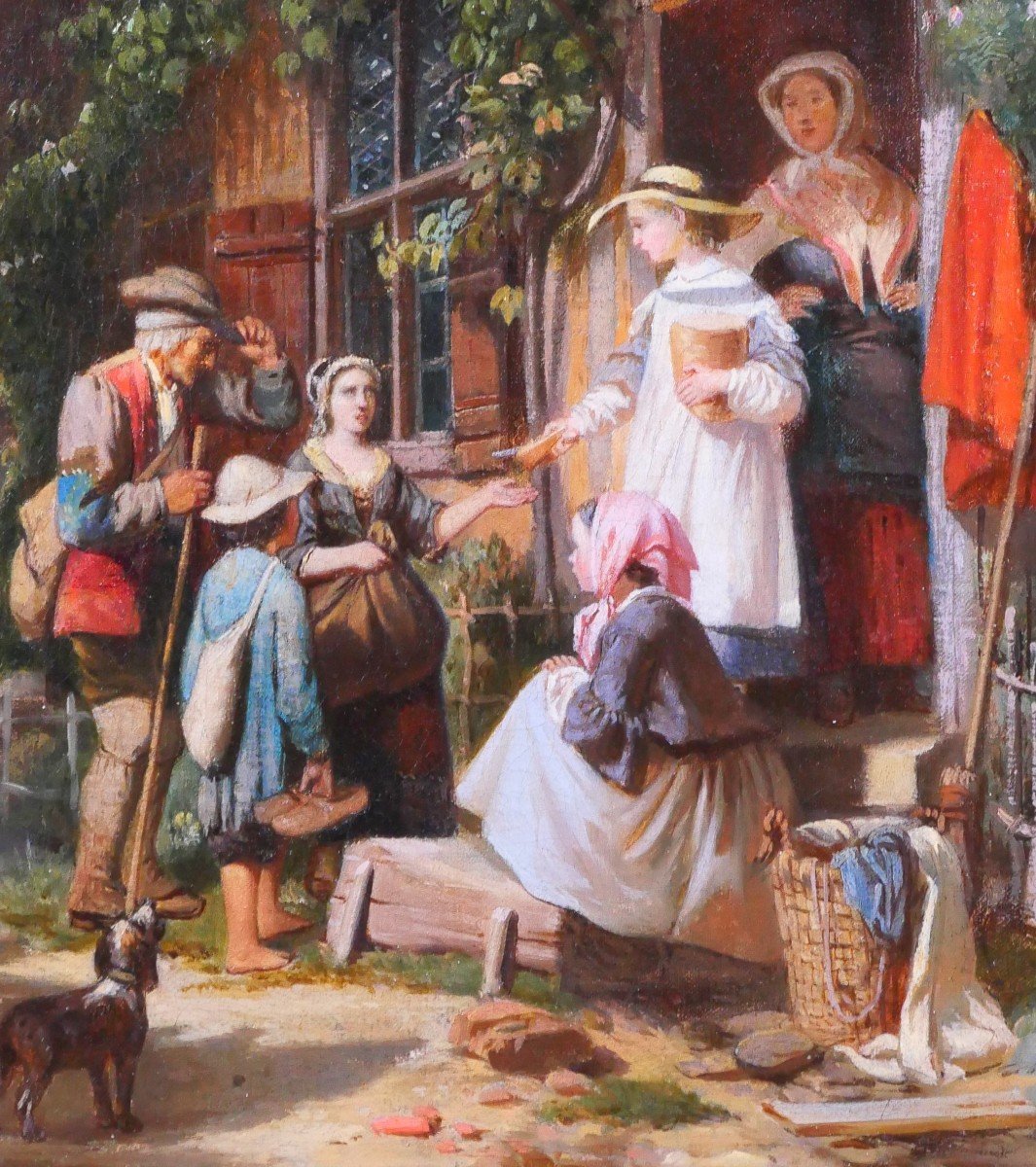 Anthony Eugène RENOUARD 1835-1921 Scène paysanne, tableau, vers 1860-70-photo-3