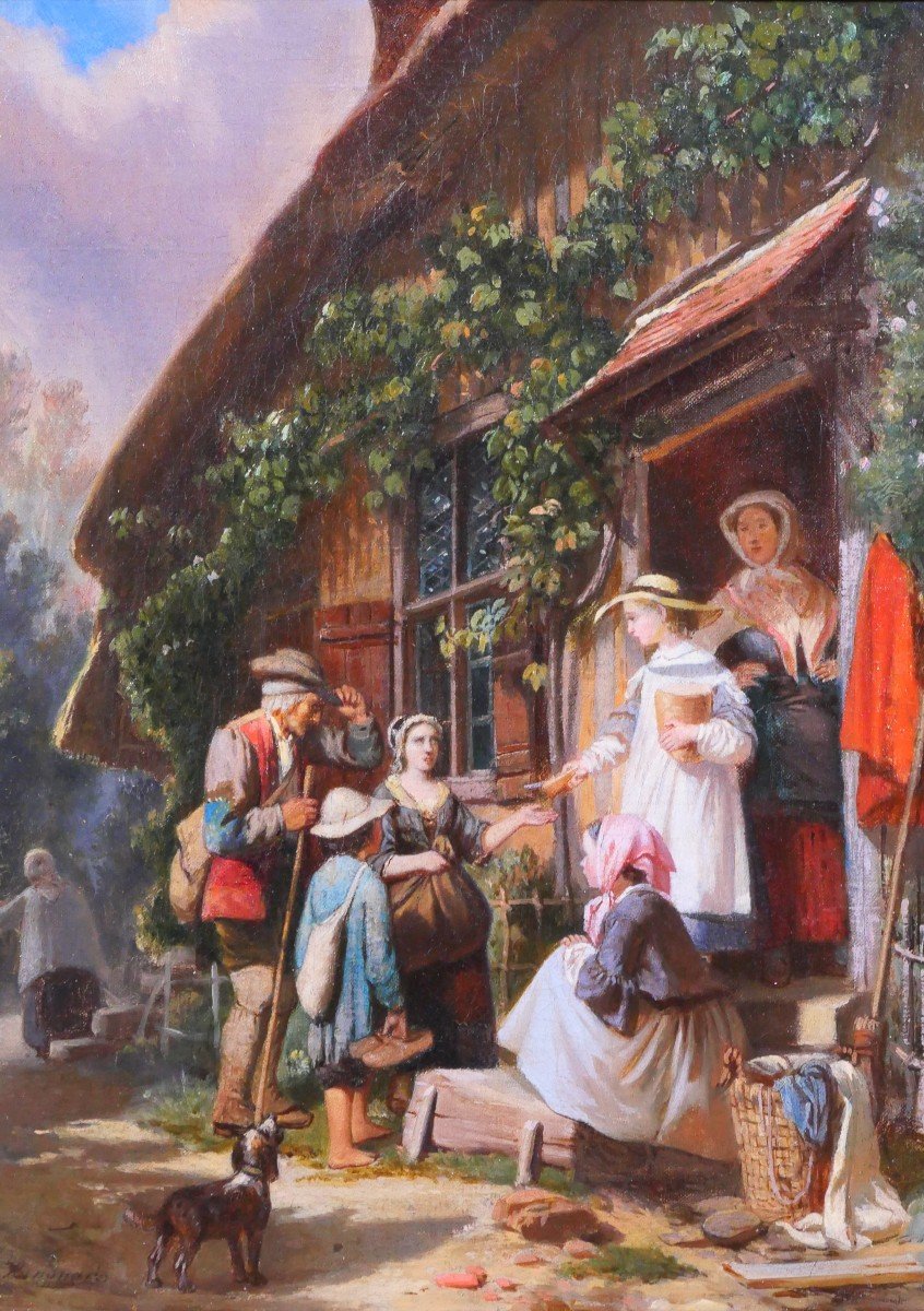 Anthony Eugène RENOUARD 1835-1921 Scène paysanne, tableau, vers 1860-70