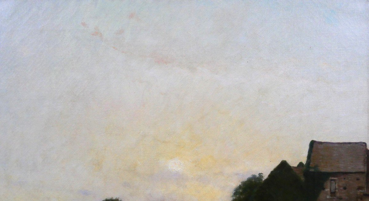 Victor Jacques Renault Des Graviers 1816-1904 Twilight On The Farm, Landscape, Painting, 1886-photo-2