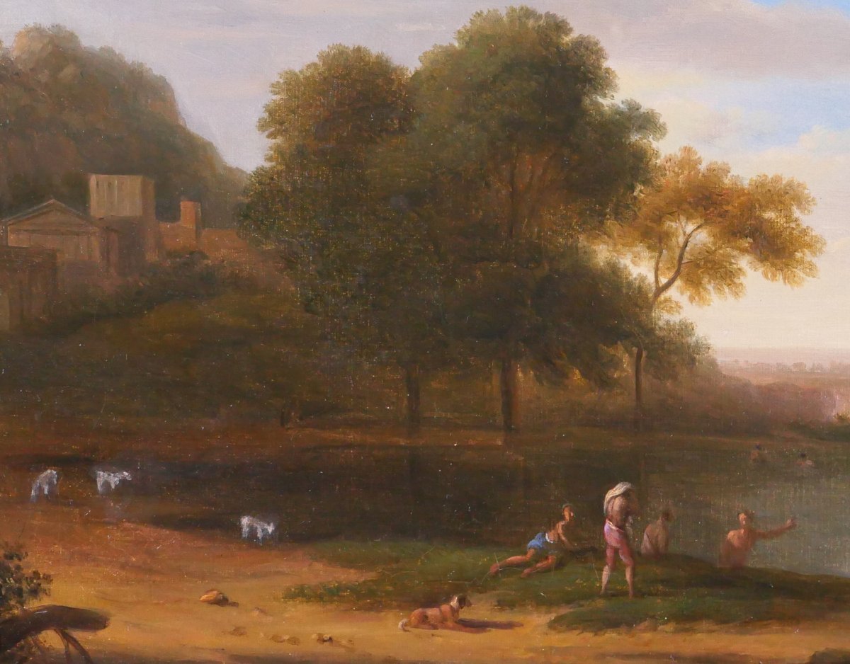 Pierre-Henri de Valenciennes (att. à) 1750-1819 Paysage d'Italie aux baigneurs, tableau-photo-4
