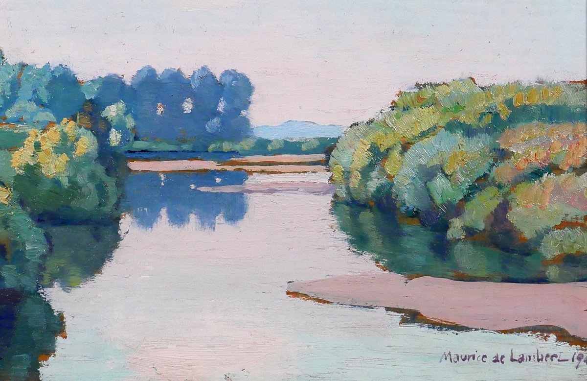 Maurice De Lambert 1873-1953 La Charité-sur-loire, Landscape, Loire, Nièvre, Painting, 1944-photo-3