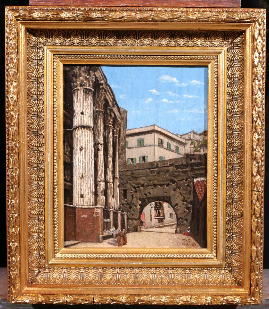 French School 1888, Italy, Rome, View Of The Temple Of Mars Ultor On The Forum Of Nerva, Painting-photo-2