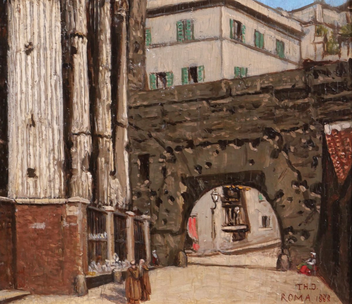 French School 1888, Italy, Rome, View Of The Temple Of Mars Ultor On The Forum Of Nerva, Painting-photo-4