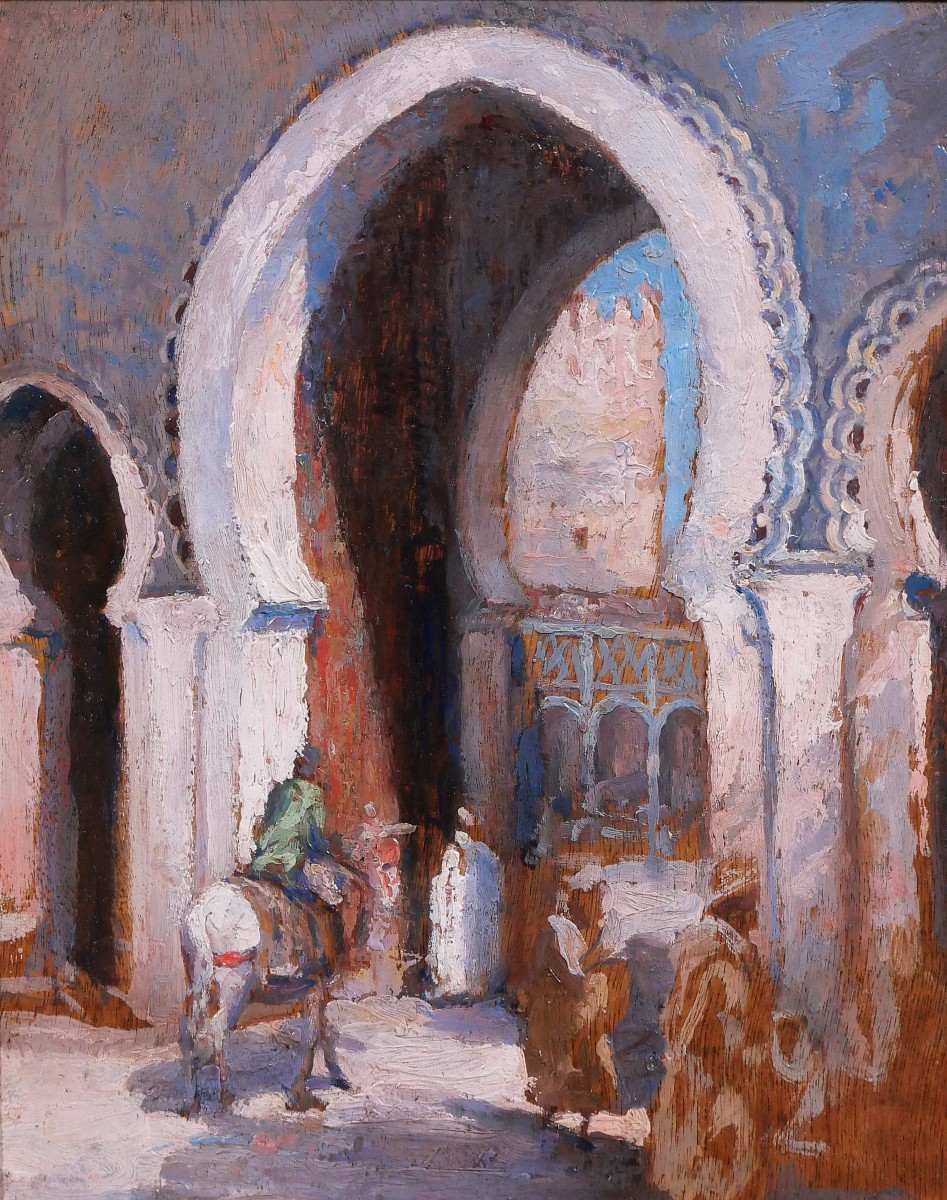 Henri Pontoy (attributed To) 1888-1968 Morocco, Fez, Landscape Painting Orientalism Orientalist