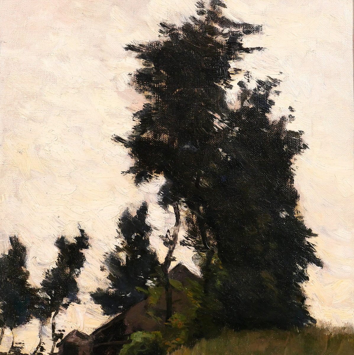Joseph-charles François 1851-1940 Landscape With Trees And A Sleeper, Painting, Belgium Barbizon-photo-3