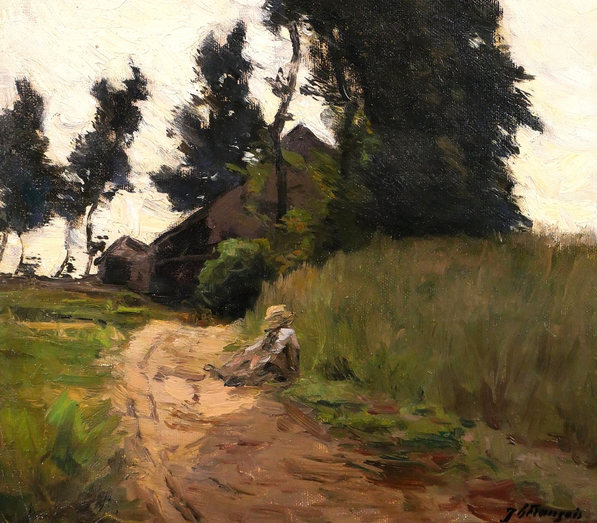 Joseph-charles François 1851-1940 Landscape With Trees And A Sleeper, Painting, Belgium Barbizon-photo-4