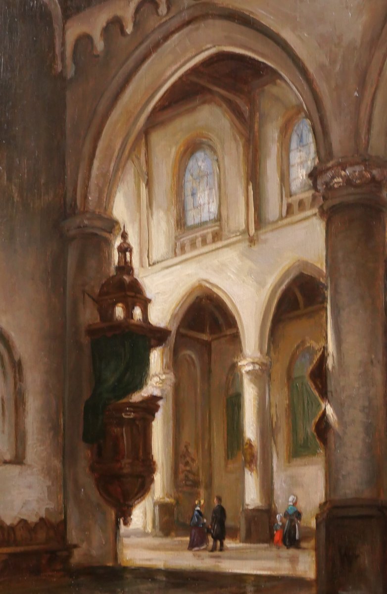 Adolphe Hervier 1818-1879 Church In Normandy Or Picardy, Painting, Circa 1850-60 Romanticism-photo-1